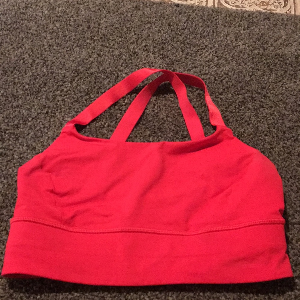 Red lulu sports bra